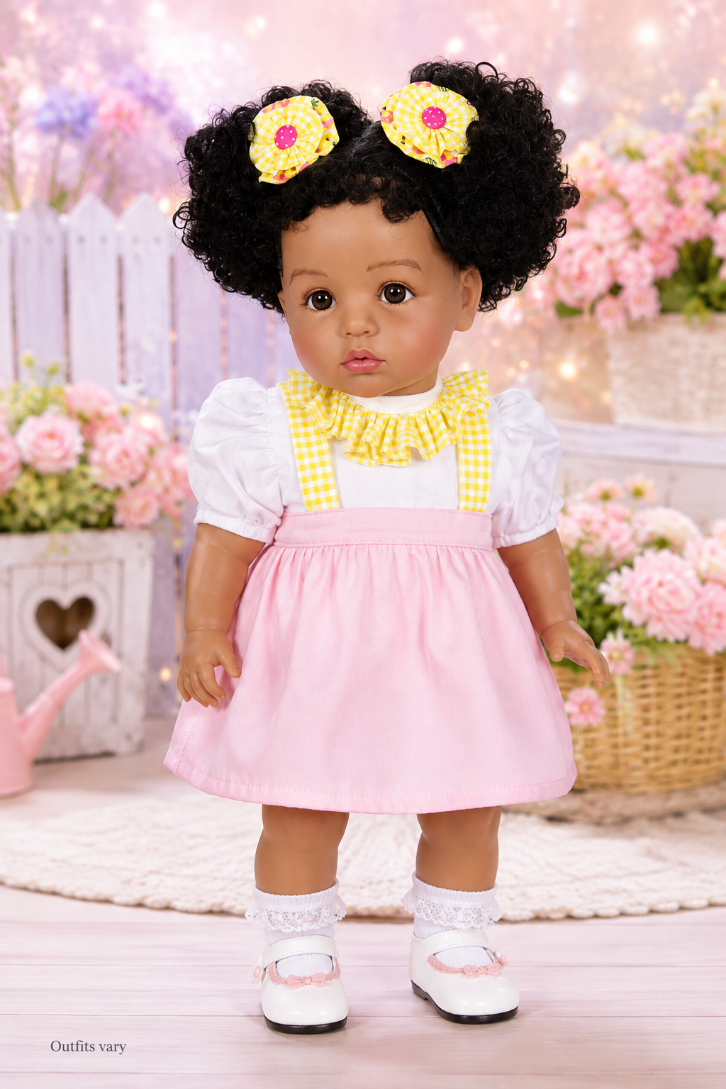 22″ African American Reborn Doll – Realistic Vinyl Baby with Curly Hair and Certificate