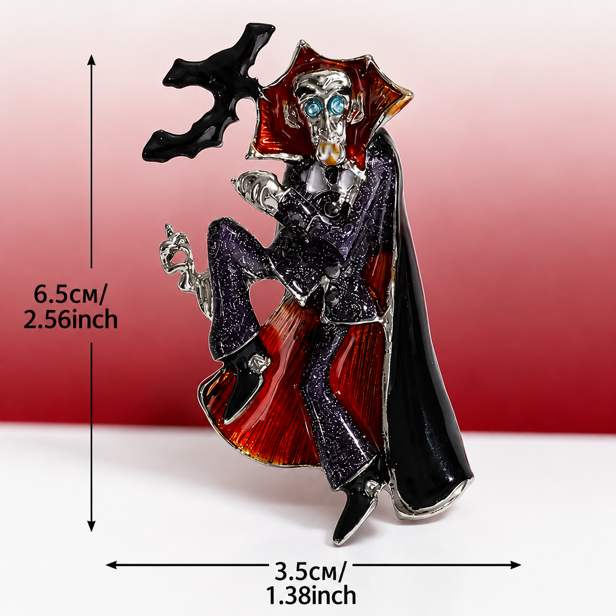 Halloween Vampire Brooch Pin, Gothic Dracula Zinc Alloy Jewelry, Spooky Horror Lapel Pin, Accessory