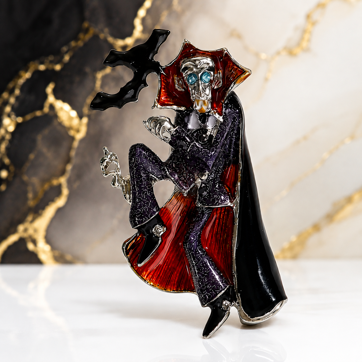 Halloween Vampire Brooch Pin, Gothic Dracula Zinc Alloy Jewelry, Spooky Horror Lapel Pin, Accessory