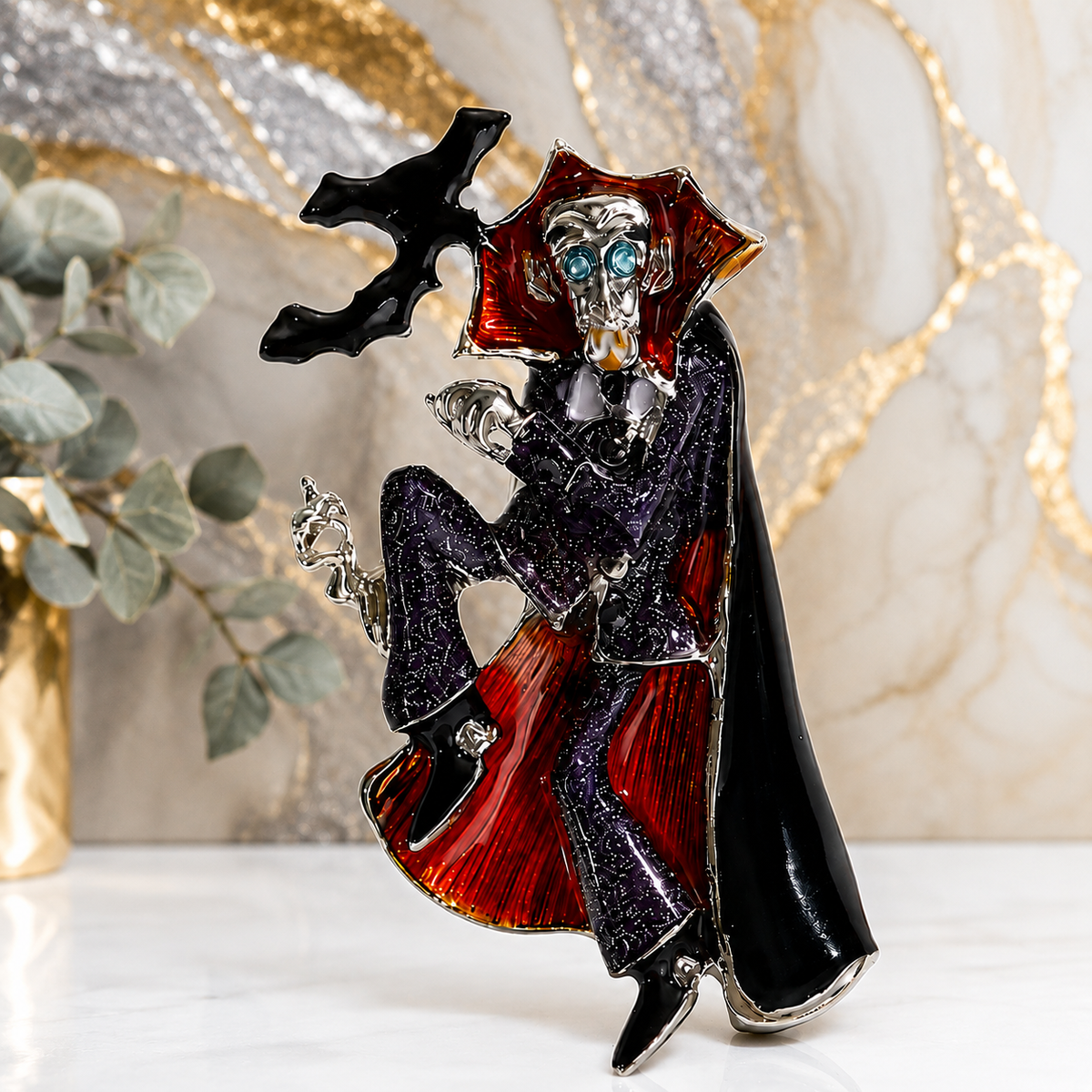 Halloween Vampire Brooch Pin, Gothic Dracula Zinc Alloy Jewelry, Spooky Horror Lapel Pin, Accessory
