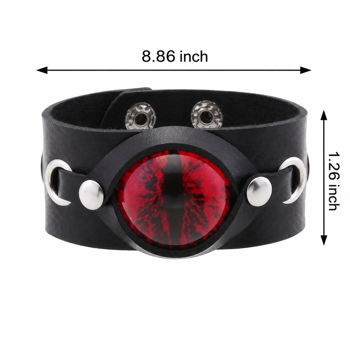 Gothic Eye PU Leather Cuff Bracelet – Adjustable Wide Band Unisex Bracelet
