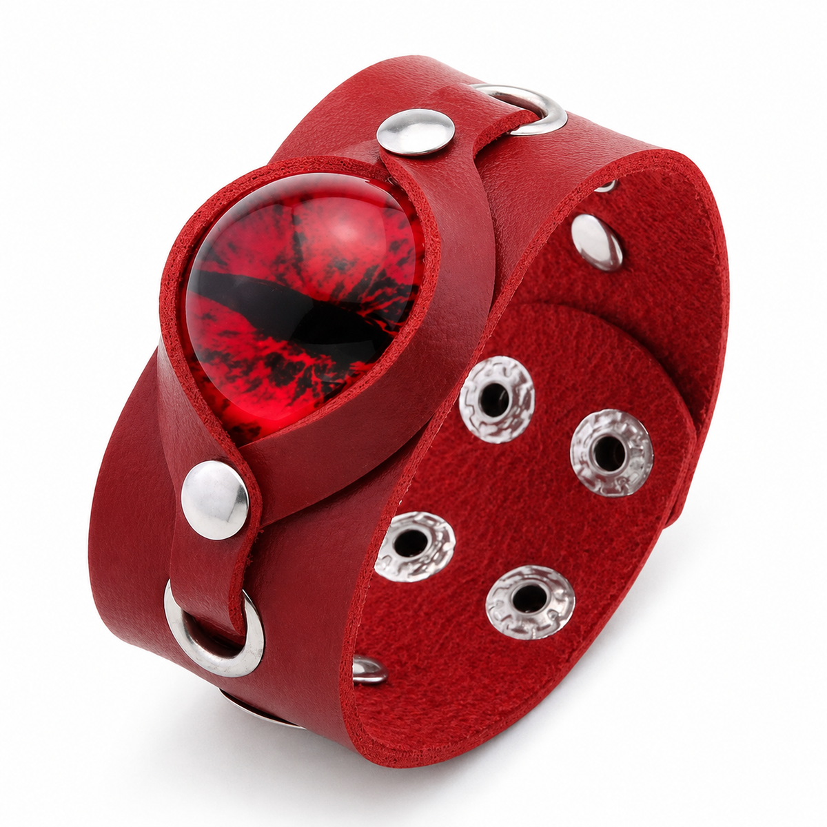 Gothic Eye PU Leather Cuff Bracelet – Adjustable Wide Band Unisex Bracelet