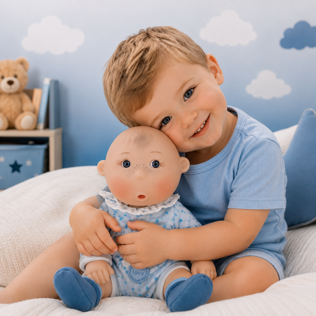 Lifelike Baby Boy Doll – Realistic Vinyl Newborn Doll in Blue Outfit | Collectible Gift