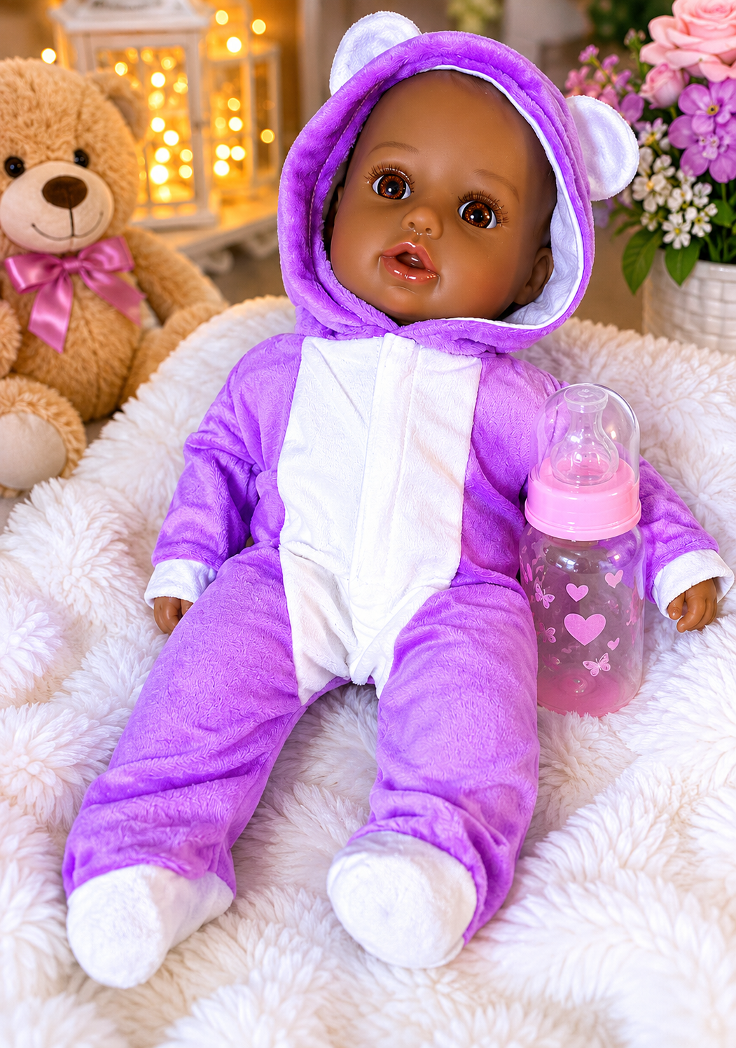 Realistic Unicorn Reborn Baby Doll – Full Vinyl Bald Baby in Purple | Collectible Lifelike Doll