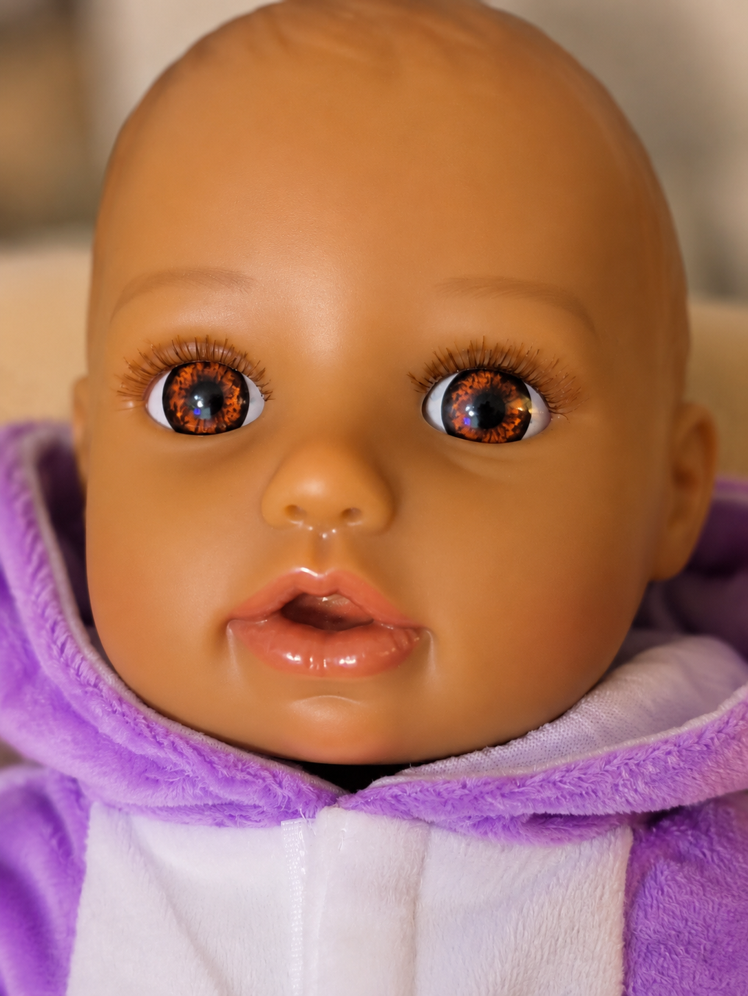 Realistic Unicorn Reborn Baby Doll – Full Vinyl Bald Baby in Purple | Collectible Lifelike Doll
