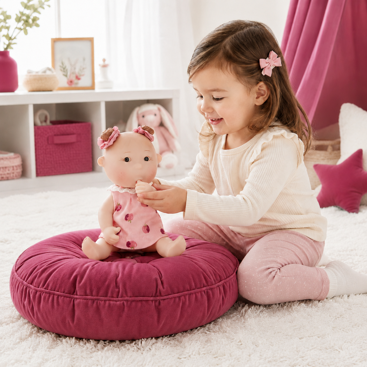7.5" Mini Baby Girl Doll – Pink Strawberry Outfit | Cute Collectible Doll Gift
