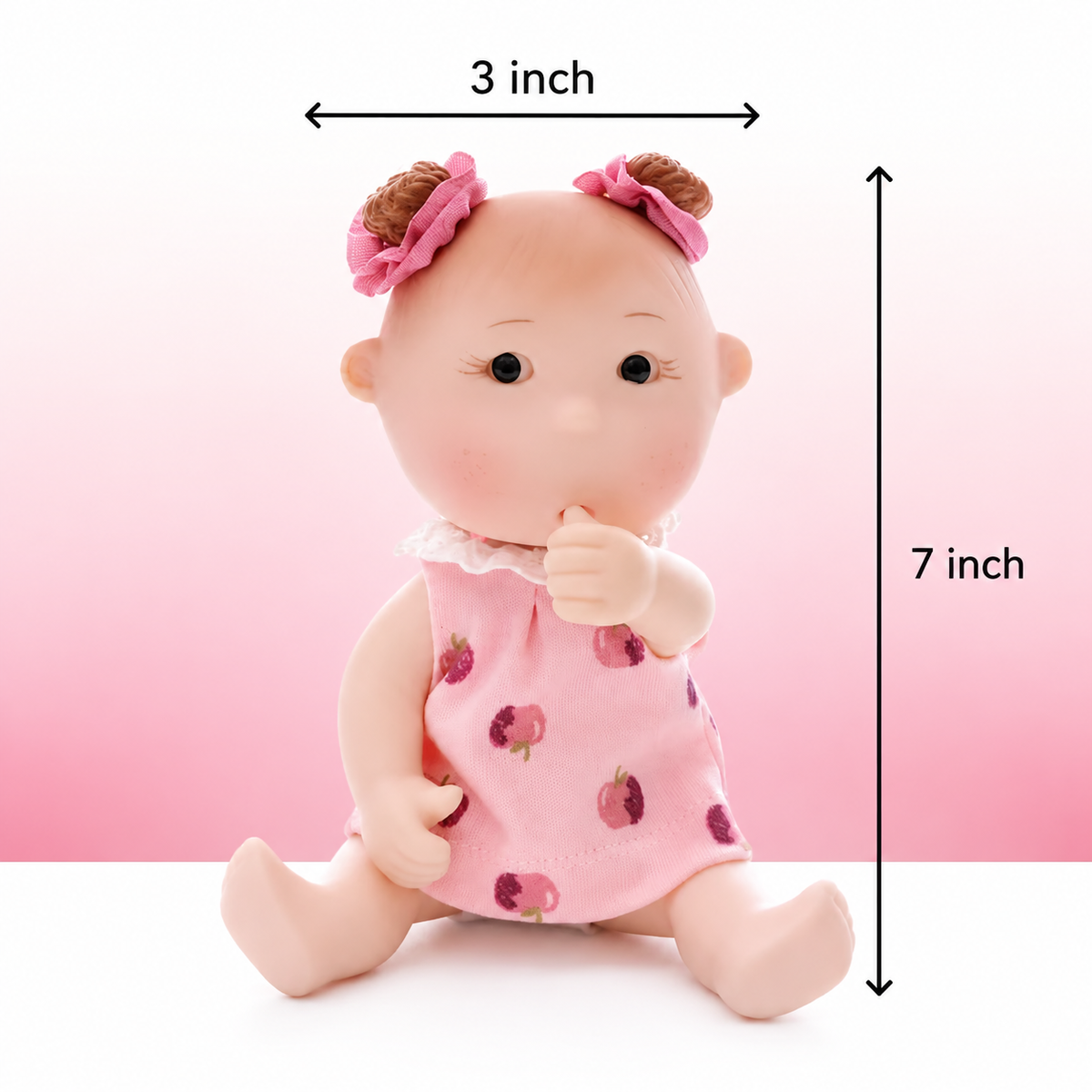 7.5" Mini Baby Girl Doll – Pink Strawberry Outfit | Cute Collectible Doll Gift