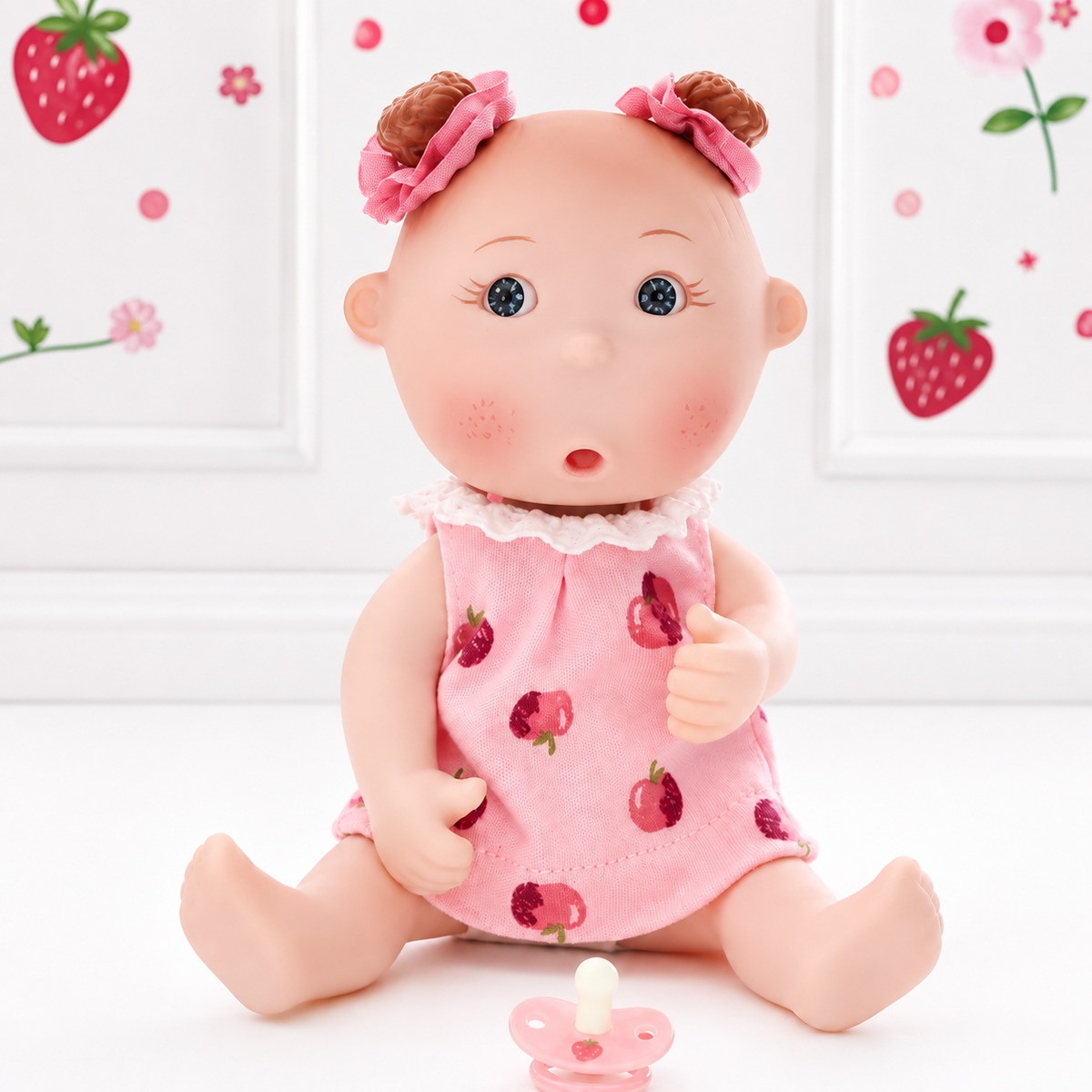 7.5" Mini Baby Girl Doll – Pink Strawberry Outfit | Cute Collectible Doll Gift