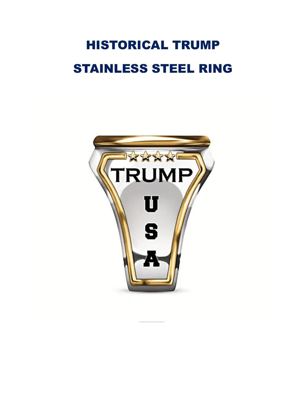 Gold-Plated Trump Ring: Stainless Steel MAGA Jewelry, Size 10