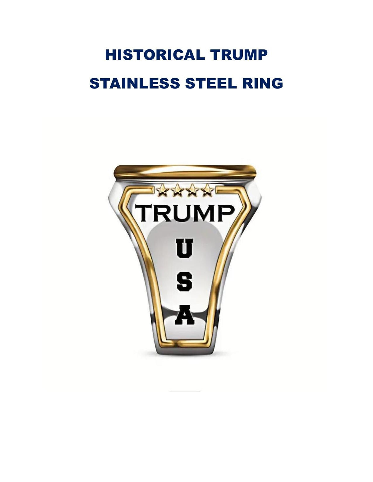Gold-Plated Trump Ring: Stainless Steel MAGA Jewelry, Size 10