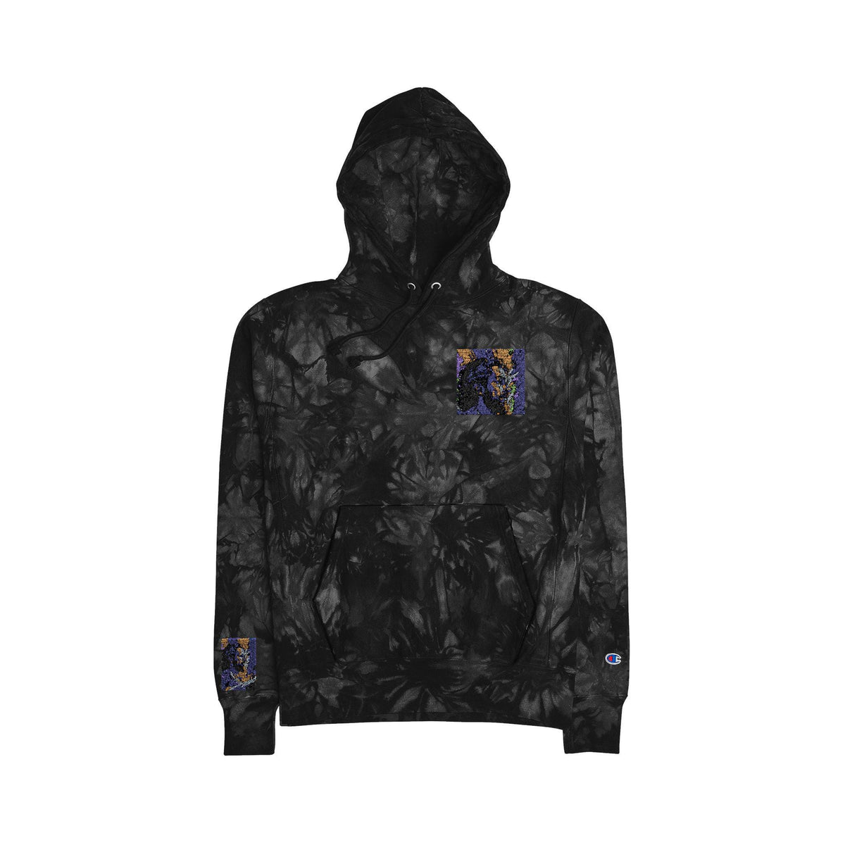 Unisex Tie-Dye Hoodie: Embroidered Cotton-Blend Fleece