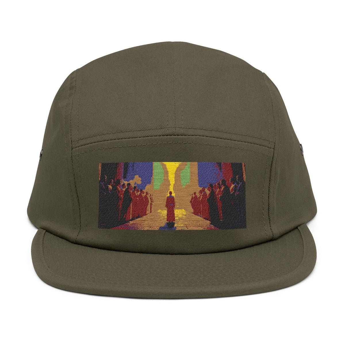 Embroidered 5 Panel Hat: Artistic Streetwear Cap, Gift for Art Lovers