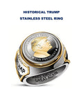 Gold-Plated Trump Ring: Stainless Steel MAGA Jewelry, Size 10