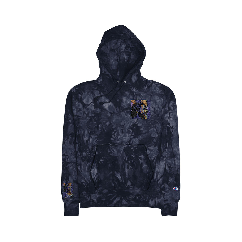 Unisex Tie-Dye Hoodie: Embroidered Cotton-Blend Fleece