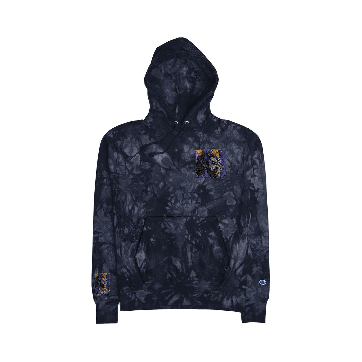 Unisex Tie-Dye Hoodie: Embroidered Cotton-Blend Fleece