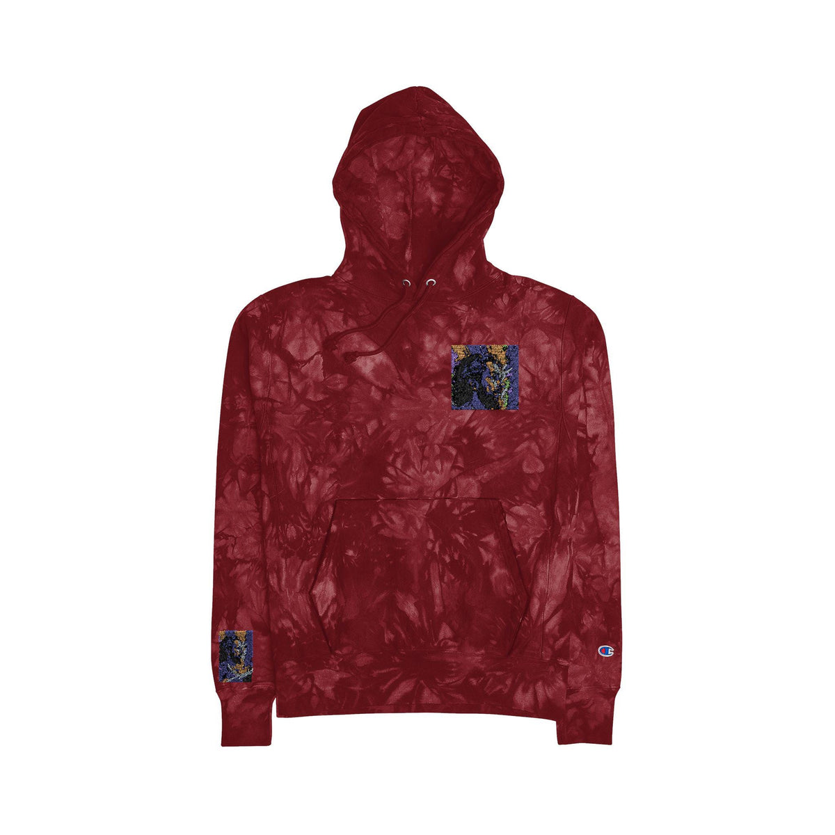 Unisex Tie-Dye Hoodie: Embroidered Cotton-Blend Fleece