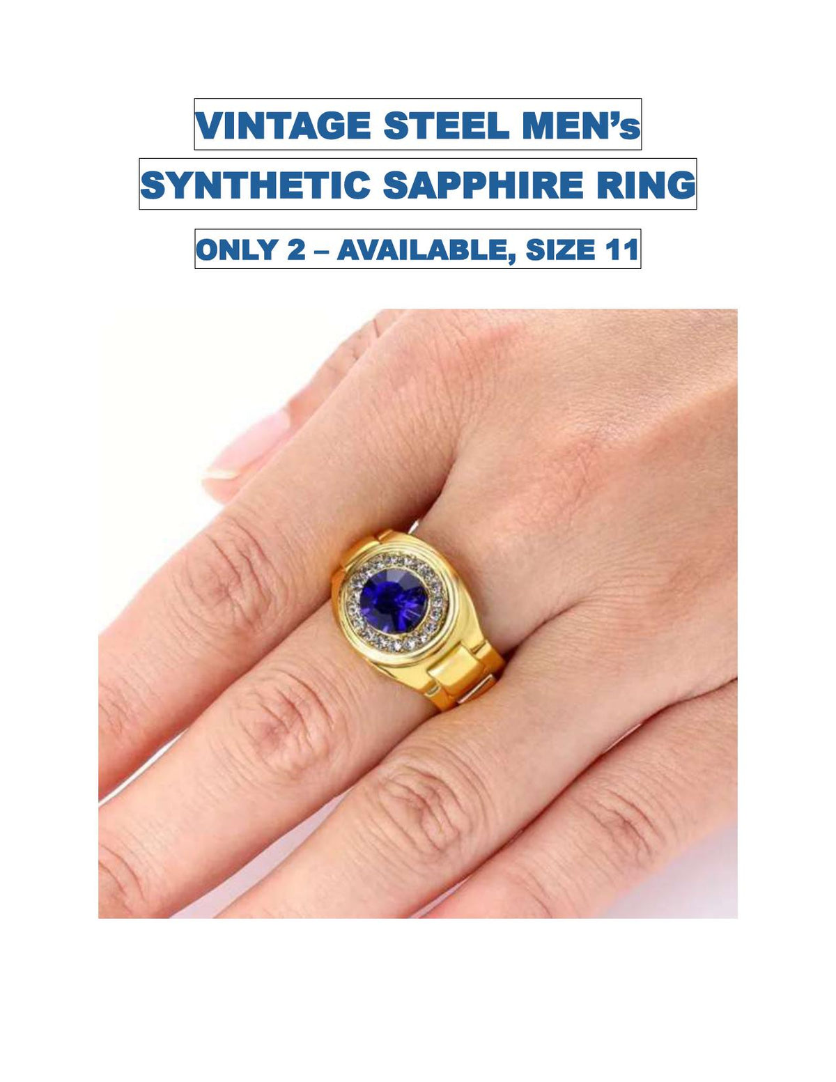 Blue Sapphire Golden Layered Steel Ring