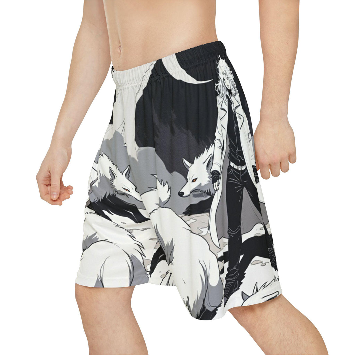 Men's Artful Sports Shorts: Vibrant Polyester Athletic Wear