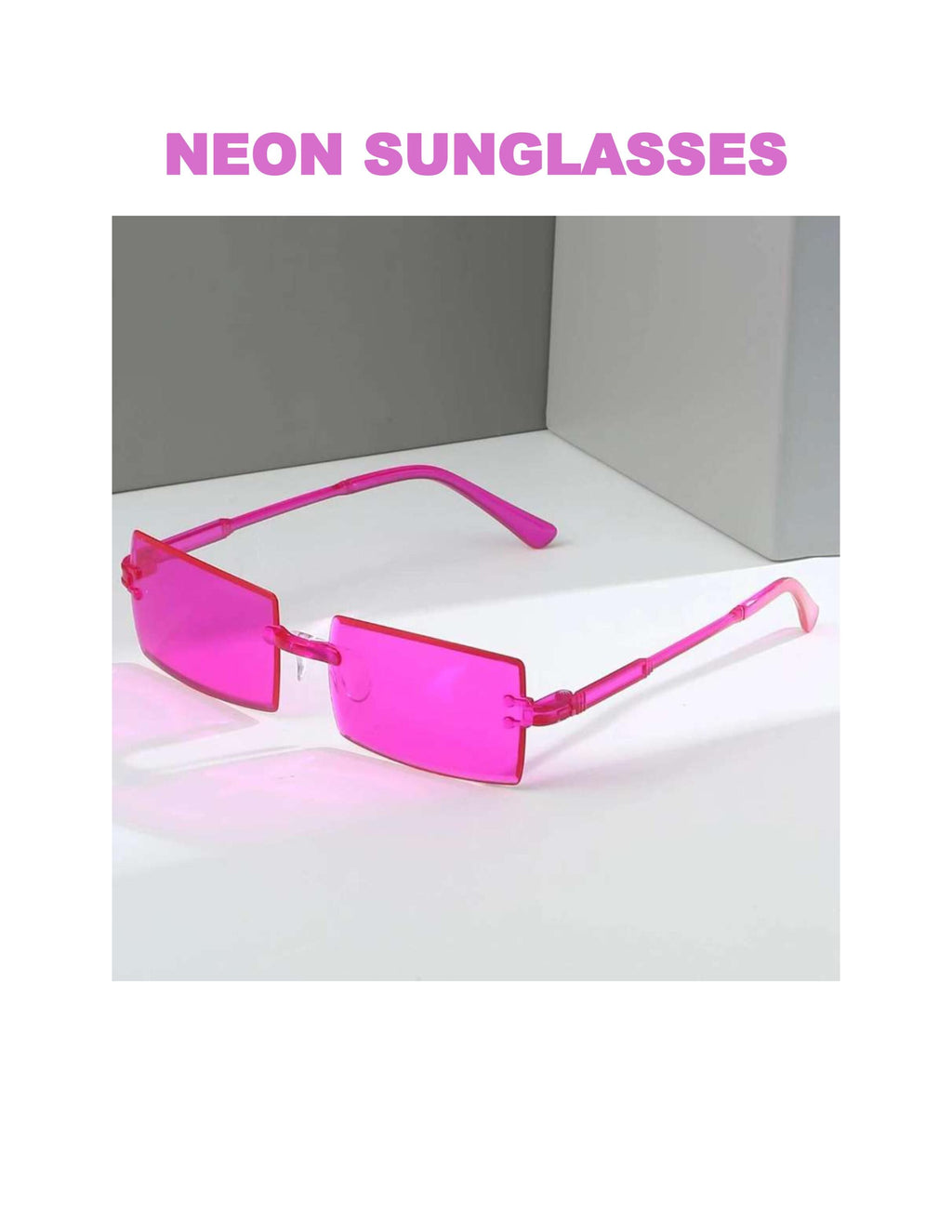 Y2K Frameless Sunglasses: Pink, Blue, Lime, or Orange - Free Sunglasses Case, while supplies last.