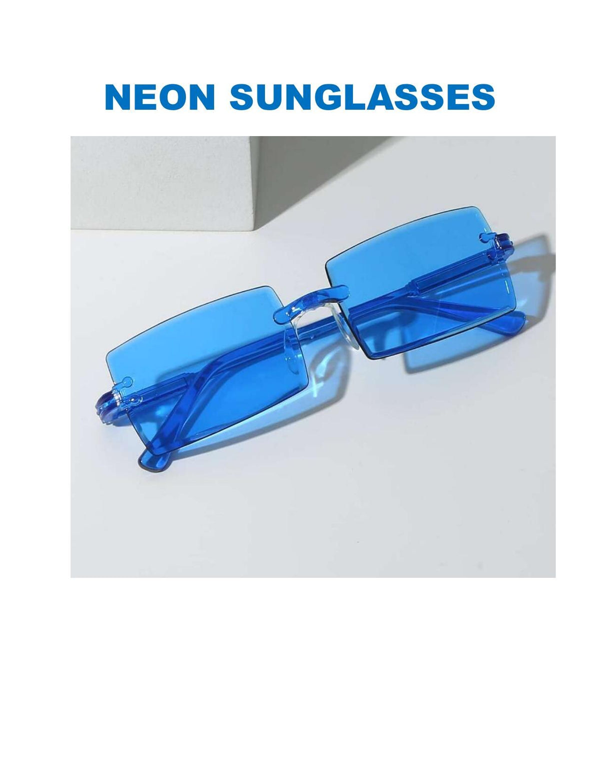Y2K Frameless Sunglasses: Pink, Blue, Lime, or Orange - Free Sunglasses Case, while supplies last.