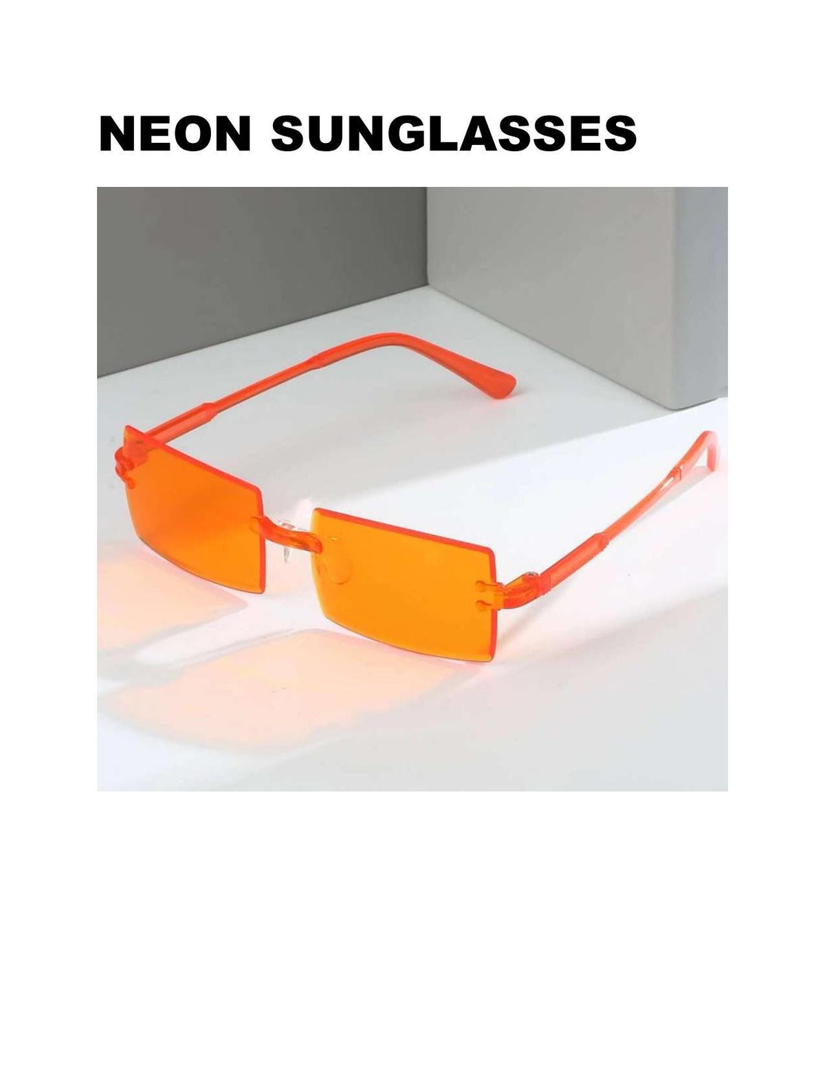 Y2K Frameless Sunglasses: Pink, Blue, Lime, or Orange - Free Sunglasses Case, while supplies last.