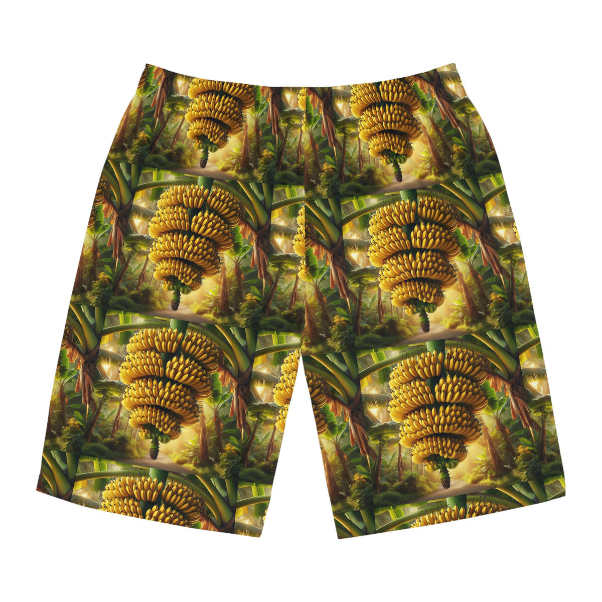 Tropical Banana Print Board Shorts: Men's Summer Beach Swim Trunks
