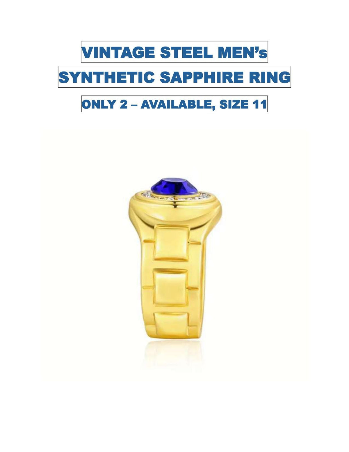 Blue Sapphire Golden Layered Steel Ring