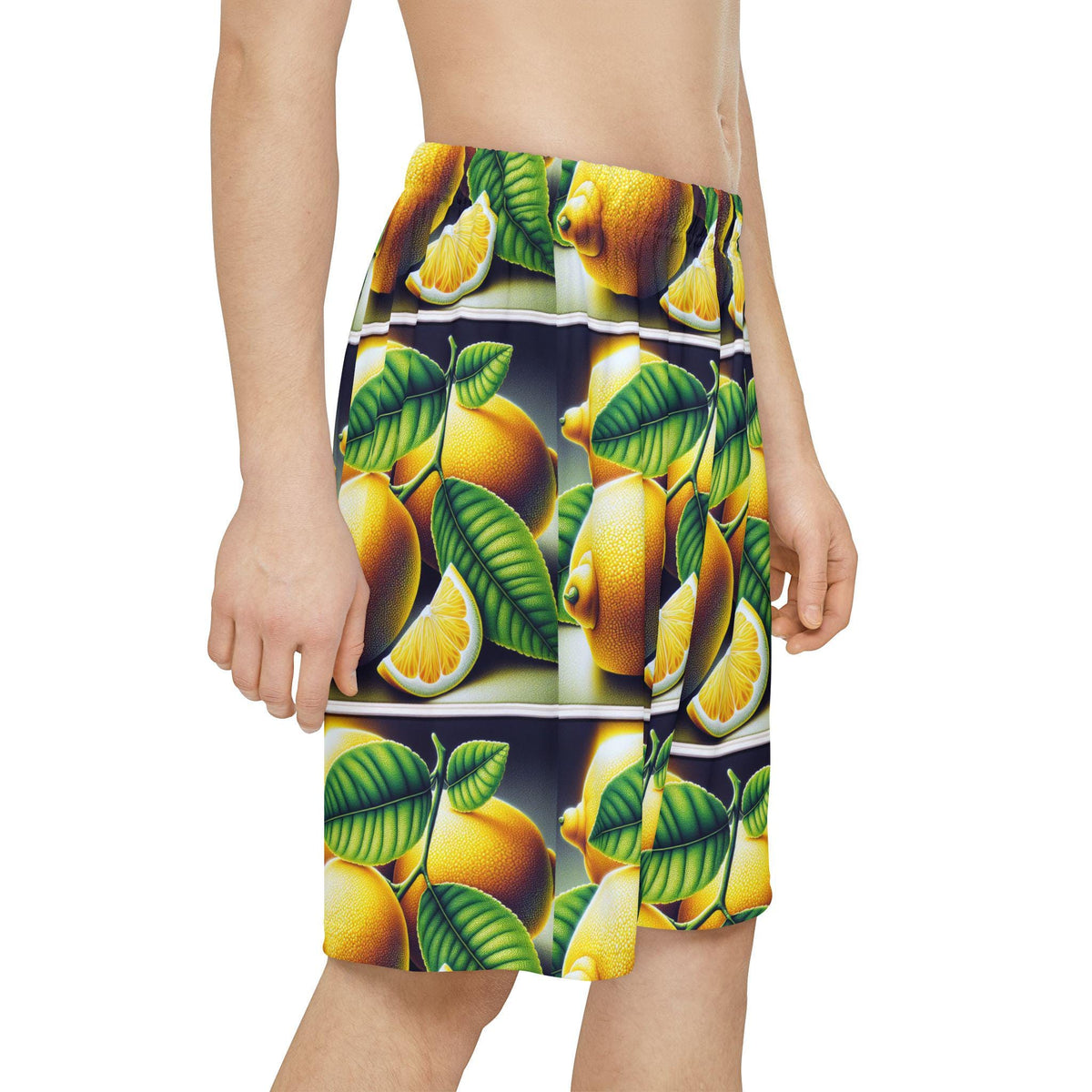 Sports Shorts, Lemon Print Workout Shorts, Gym Athletic Wear, Men's Activewear, Fitness Apparel