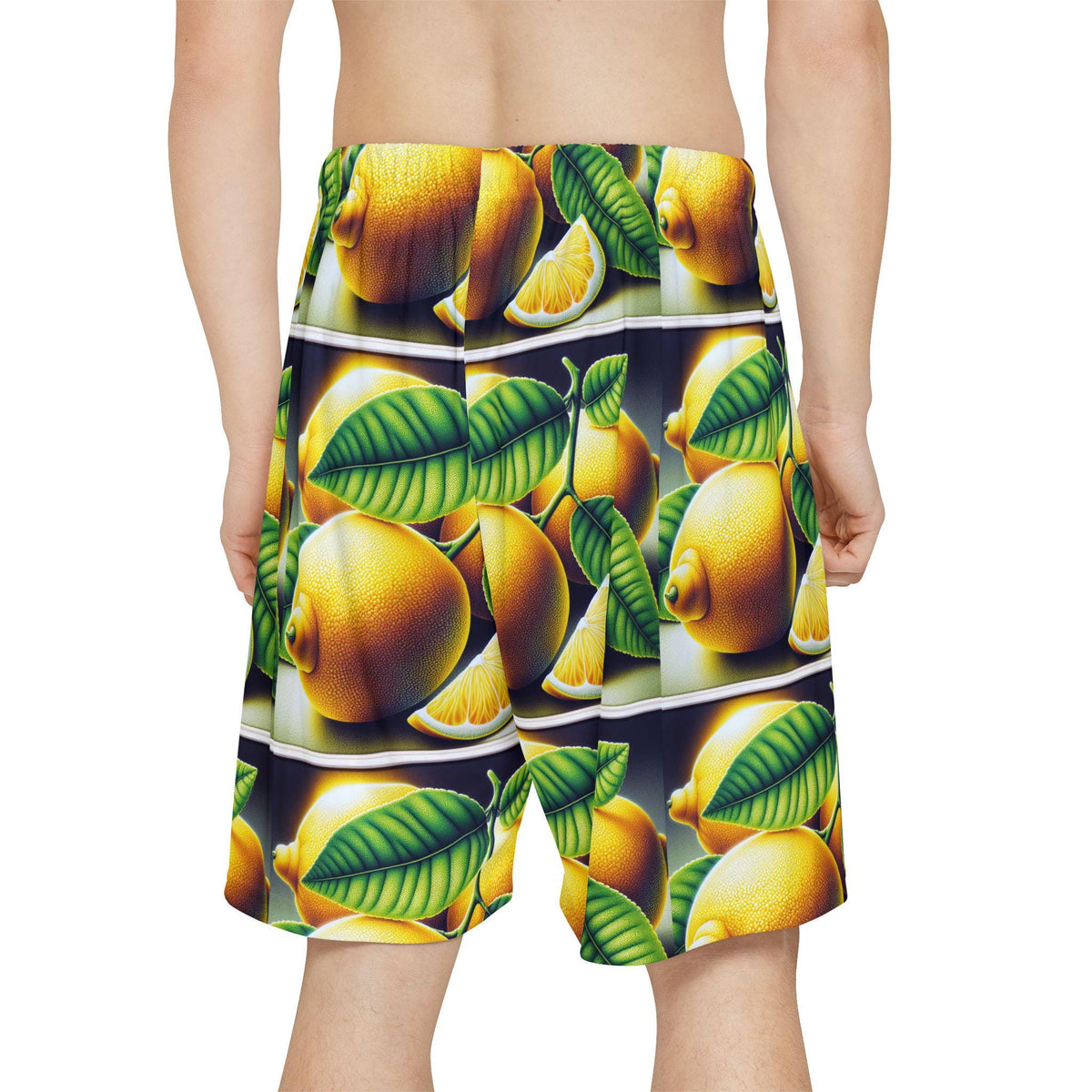 Sports Shorts, Lemon Print Workout Shorts, Gym Athletic Wear, Men's Activewear, Fitness Apparel