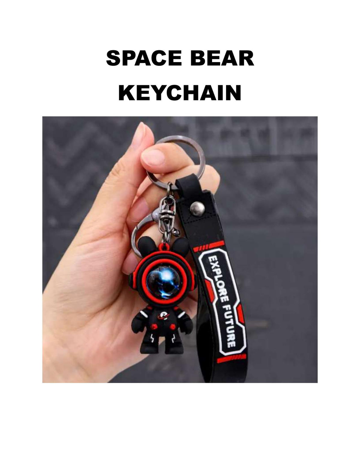 Silicone Space Bear Keychain: Lightning Charm, Backpack Accessory