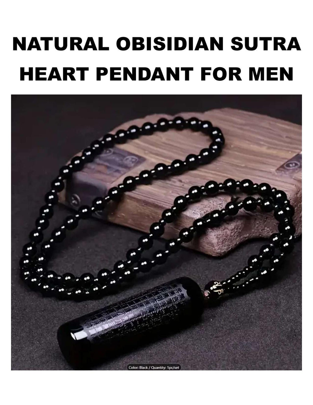 Obsidian Heart Pendant Necklace: Black Volcanic Stone, Protection Amulet