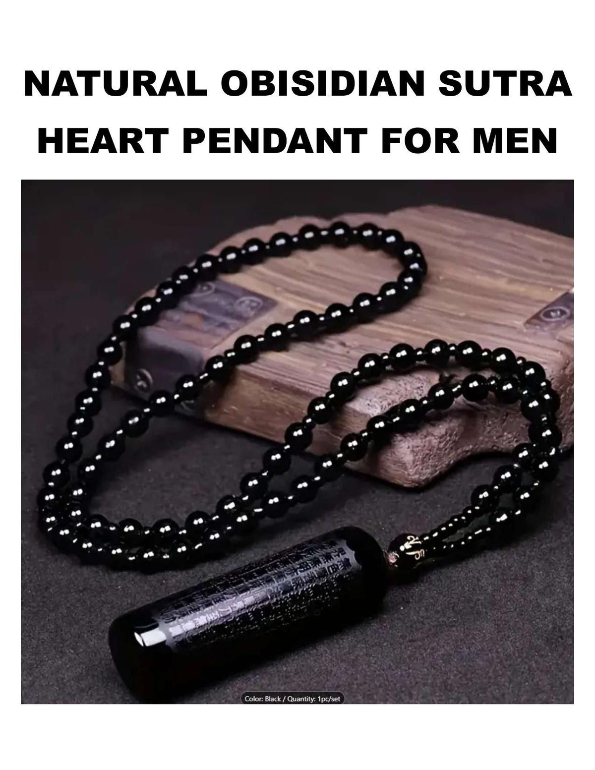 Obsidian Heart Pendant Necklace: Black Volcanic Stone, Protection Amulet