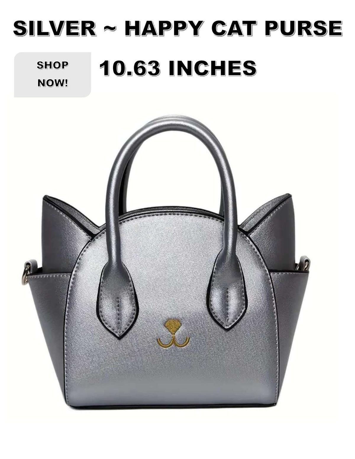 Cat Face Special Houndstooth Crossbody Bag: Silver Handle Nylon Purse