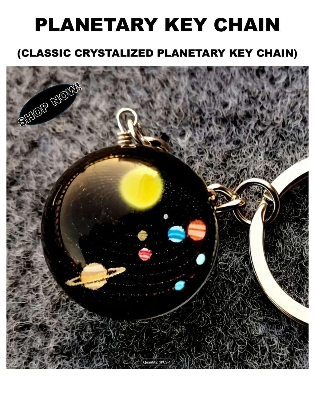 Planetary Key Ring: Solar System Glass Design - Astronomy Gift