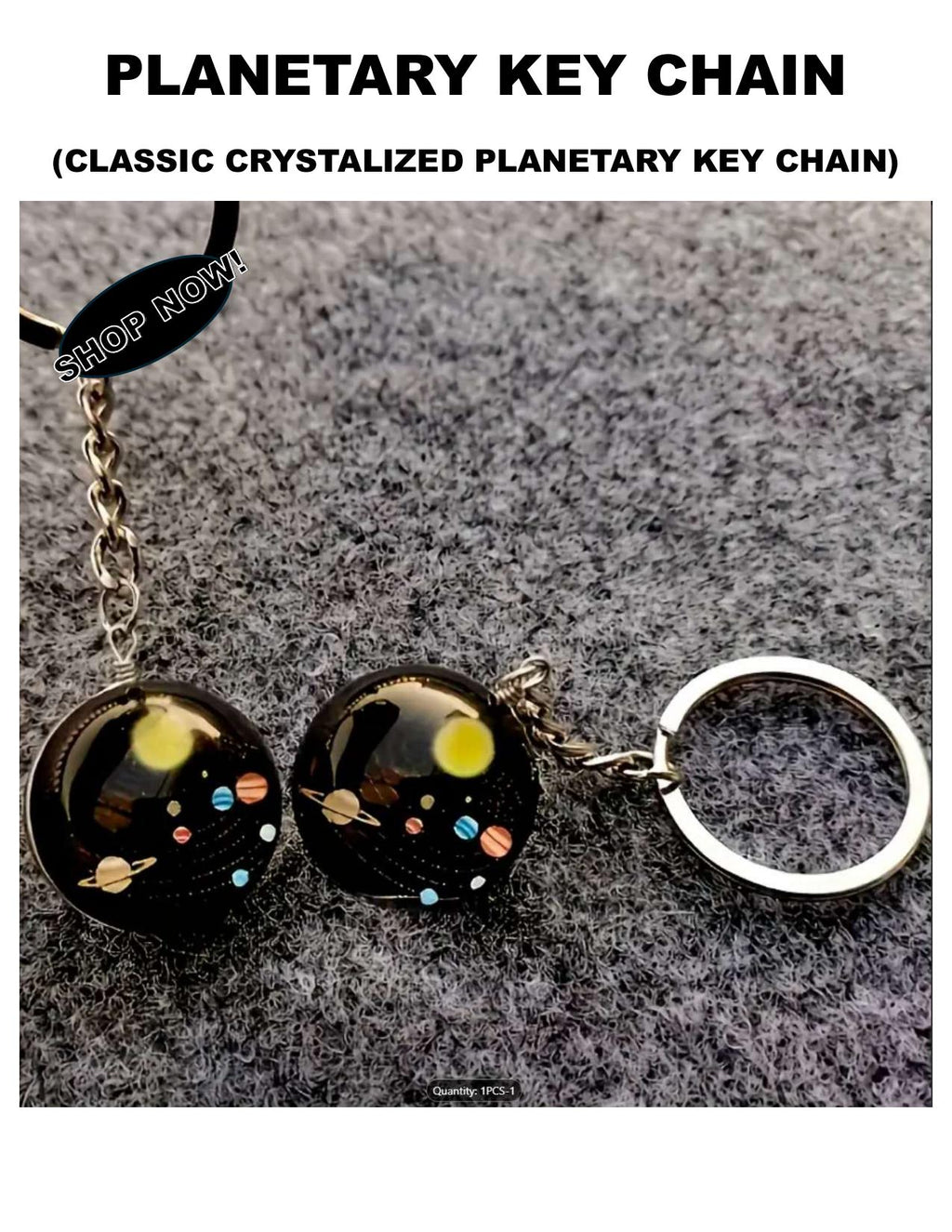 Planetary Key Ring: Solar System Glass Design - Astronomy Gift