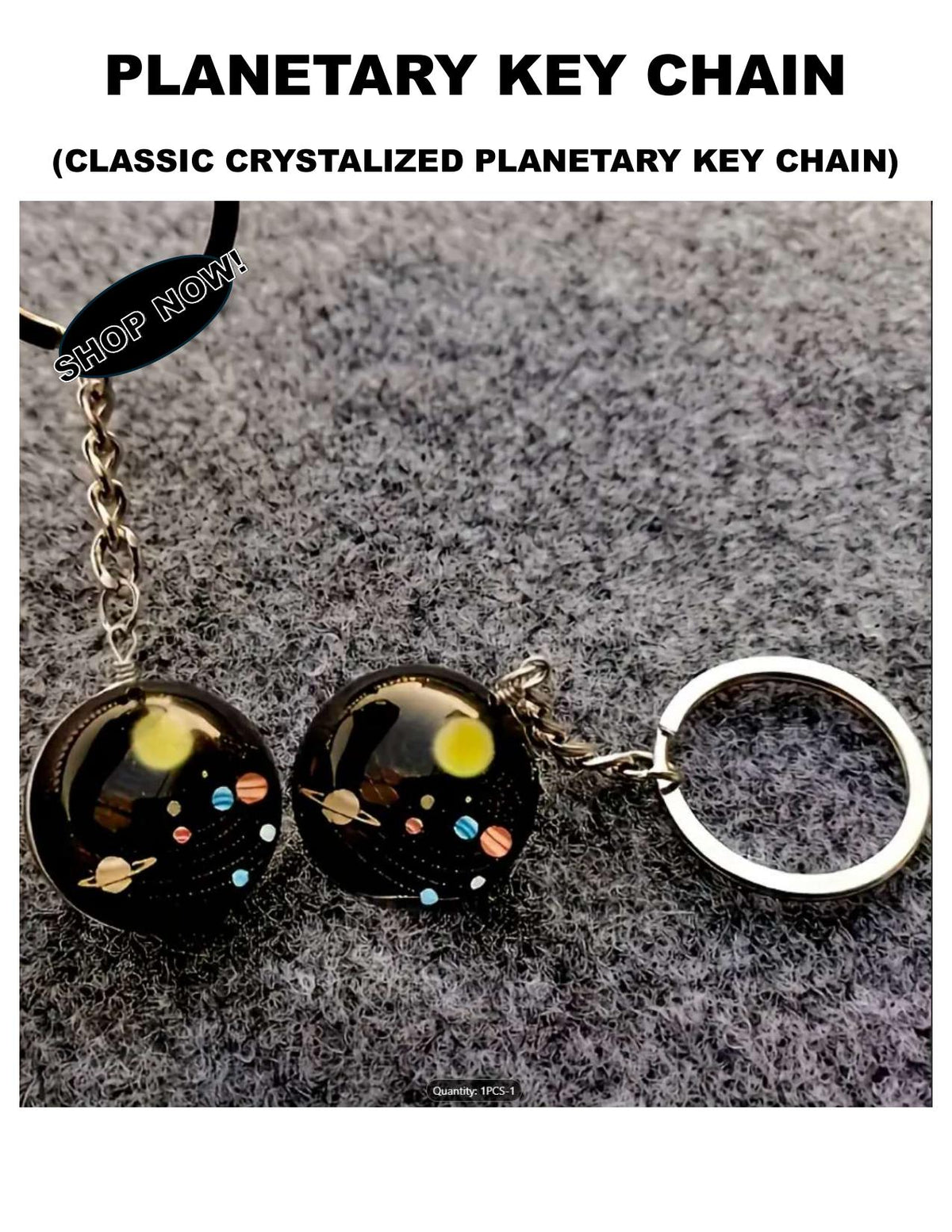 Planetary Key Ring: Solar System Glass Design - Astronomy Gift