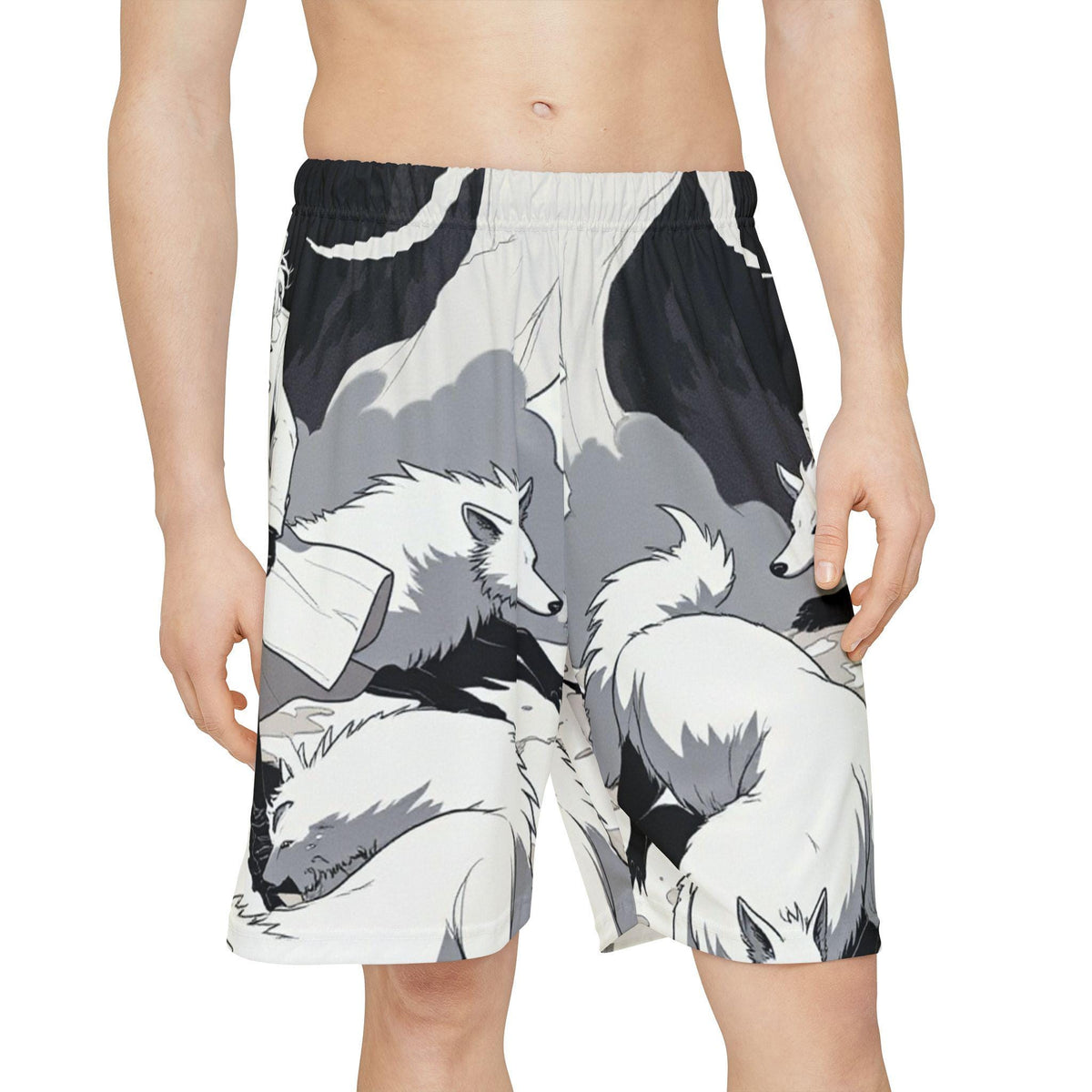 Men's Artful Sports Shorts: Vibrant Polyester Athletic Wear