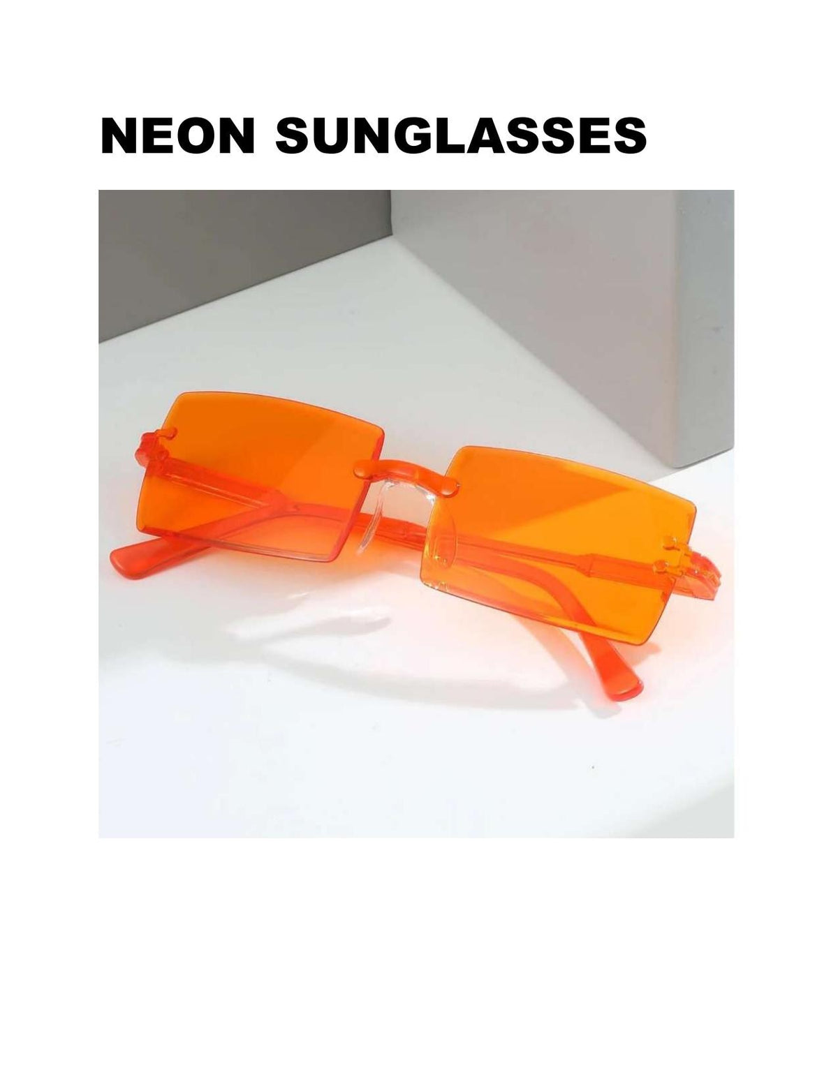Y2K Frameless Sunglasses: Pink, Blue, Lime, or Orange - Free Sunglasses Case, while supplies last.