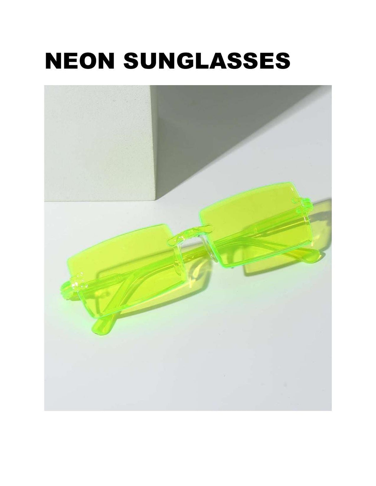 Y2K Frameless Sunglasses: Pink, Blue, Lime, or Orange - Free Sunglasses Case, while supplies last.