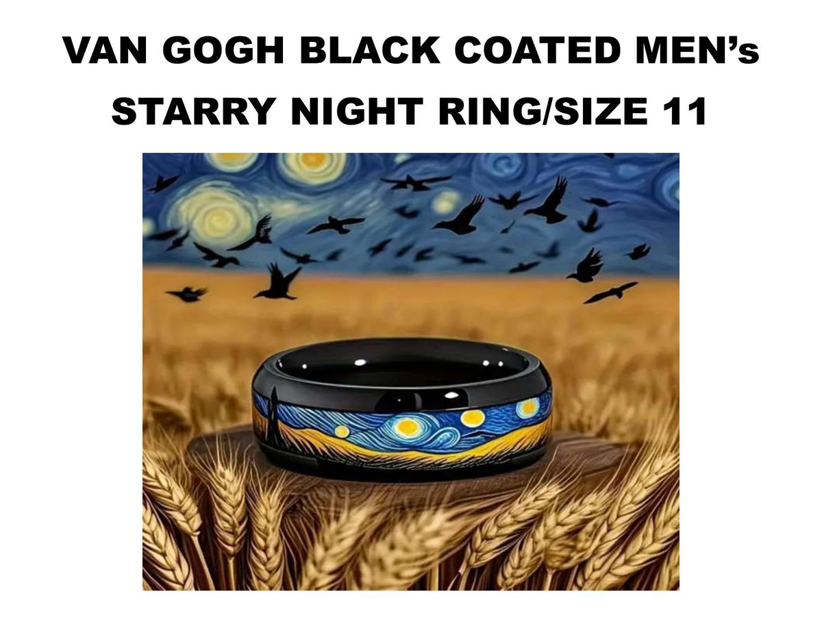 Stainless Steel Van Gogh Starry Night Ring Band - Unisex Gift