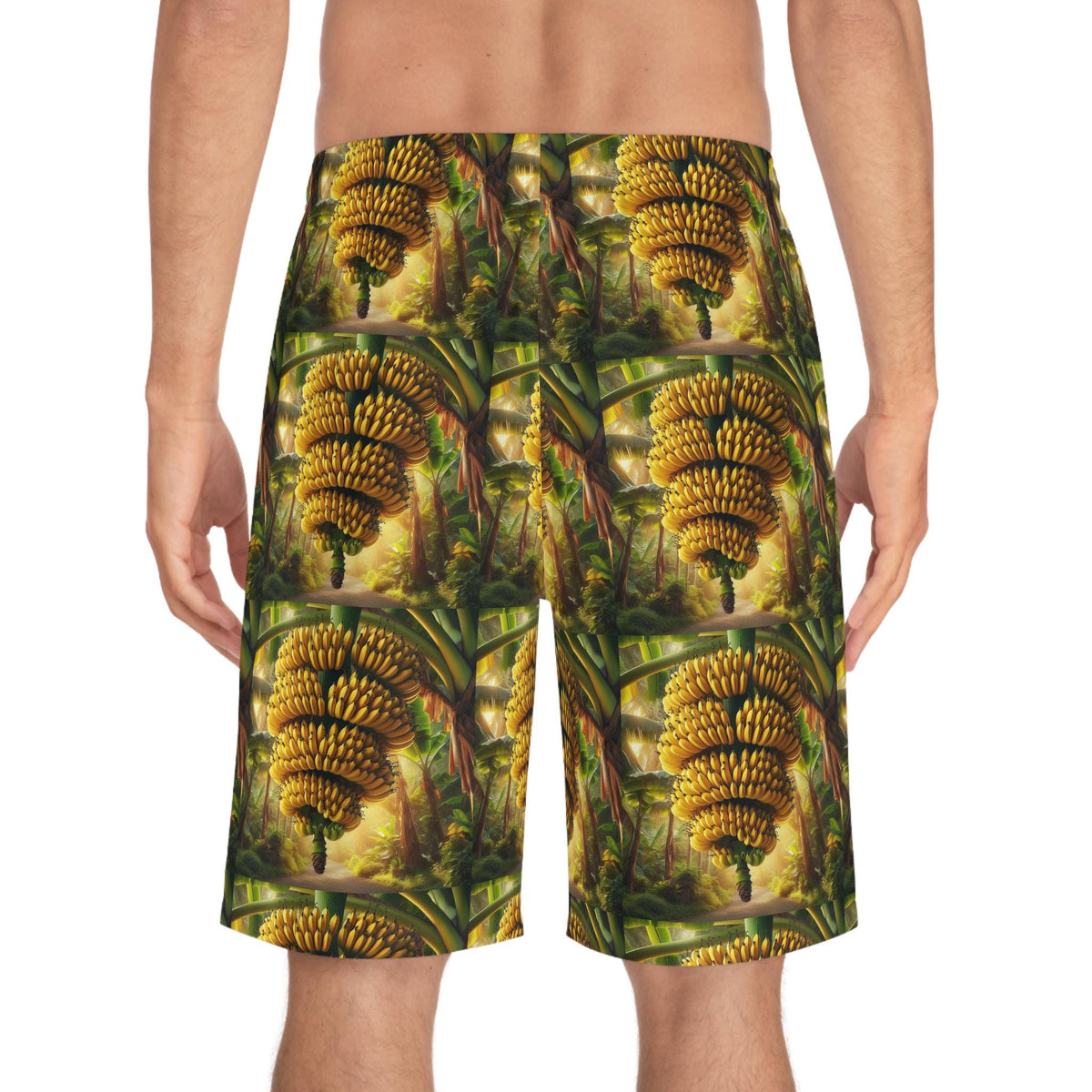 Tropical Banana Print Board Shorts: Men's Summer Beach Swim Trunks