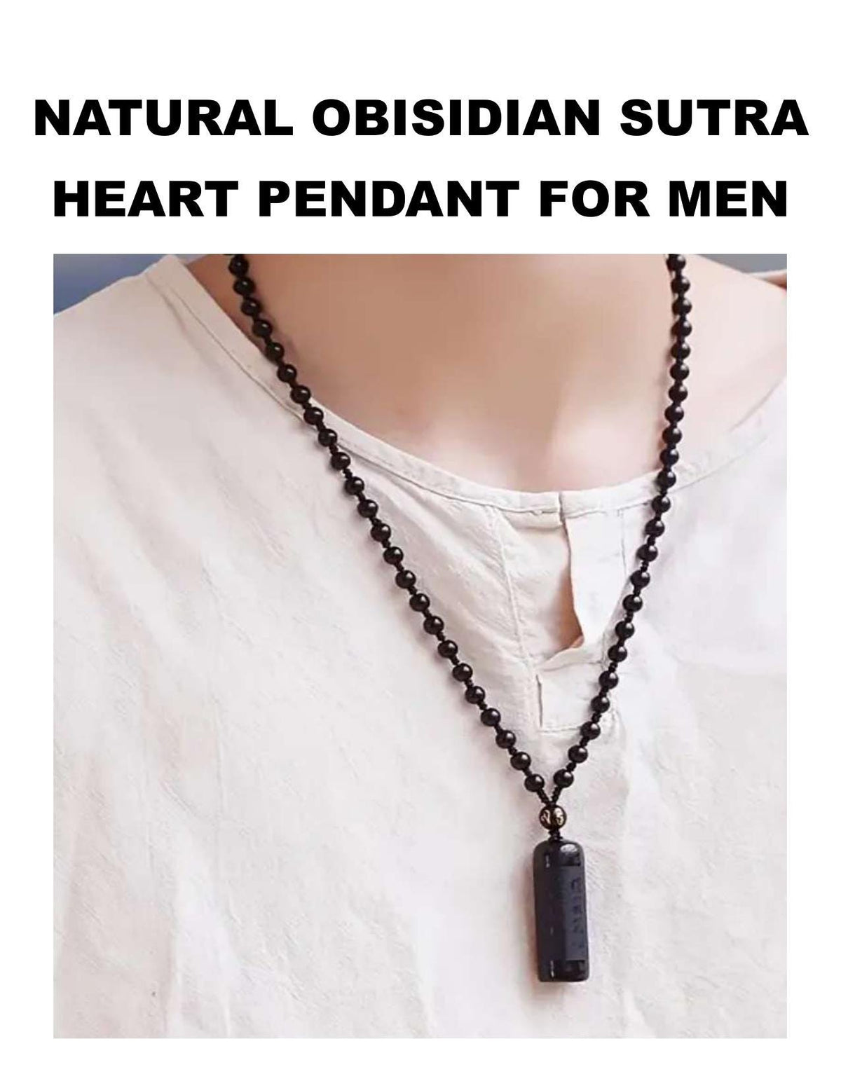 Obsidian Heart Pendant Necklace: Black Volcanic Stone, Protection Amulet