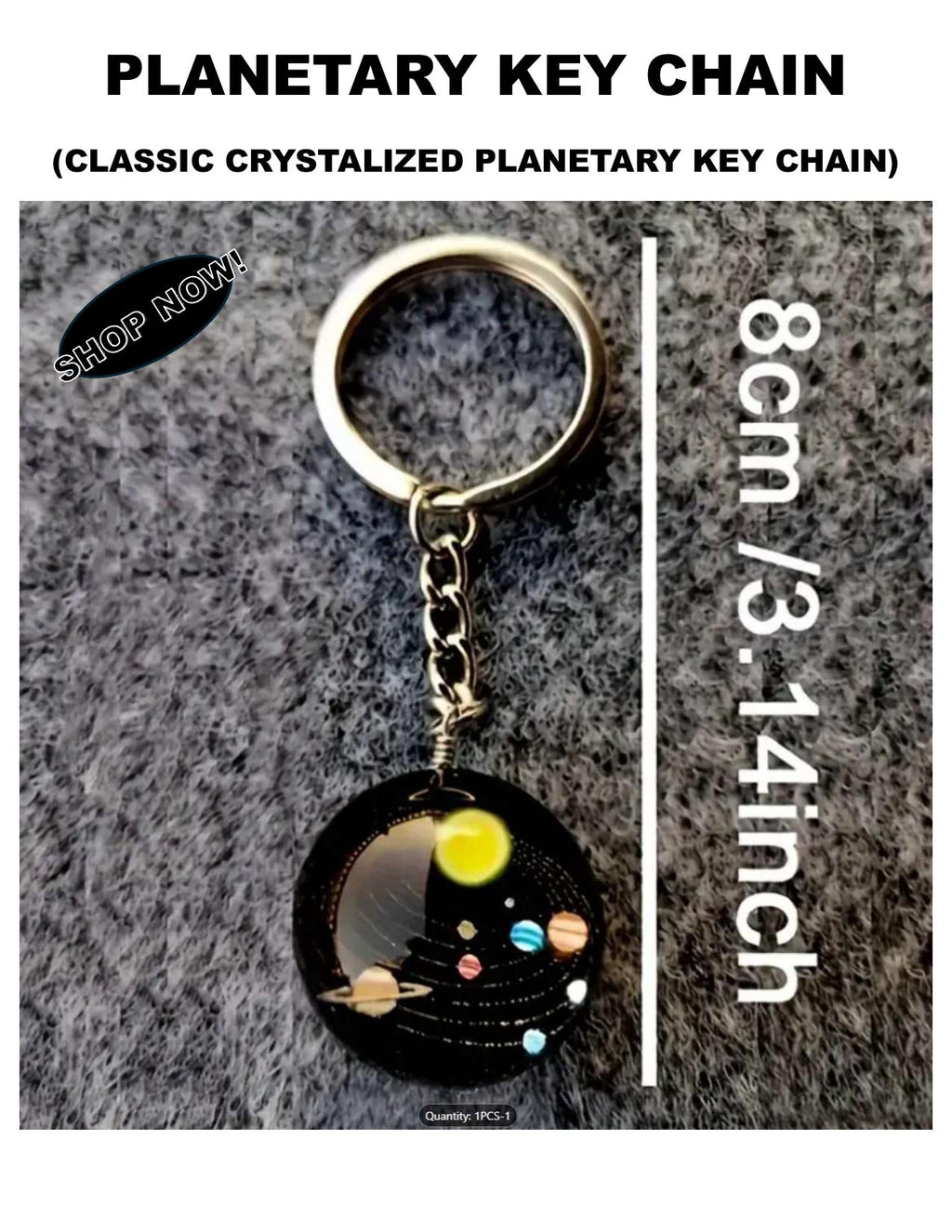 Planetary Key Ring: Solar System Glass Design - Astronomy Gift