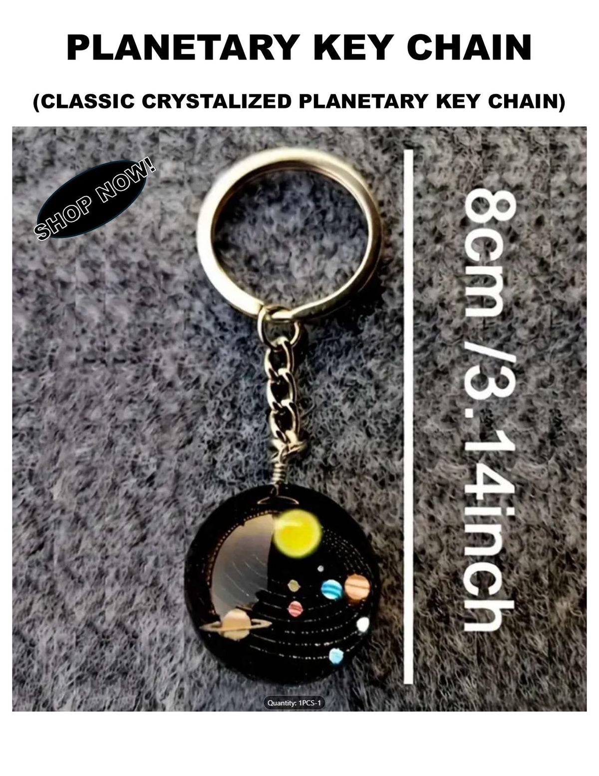 Planetary Key Ring: Solar System Glass Design - Astronomy Gift