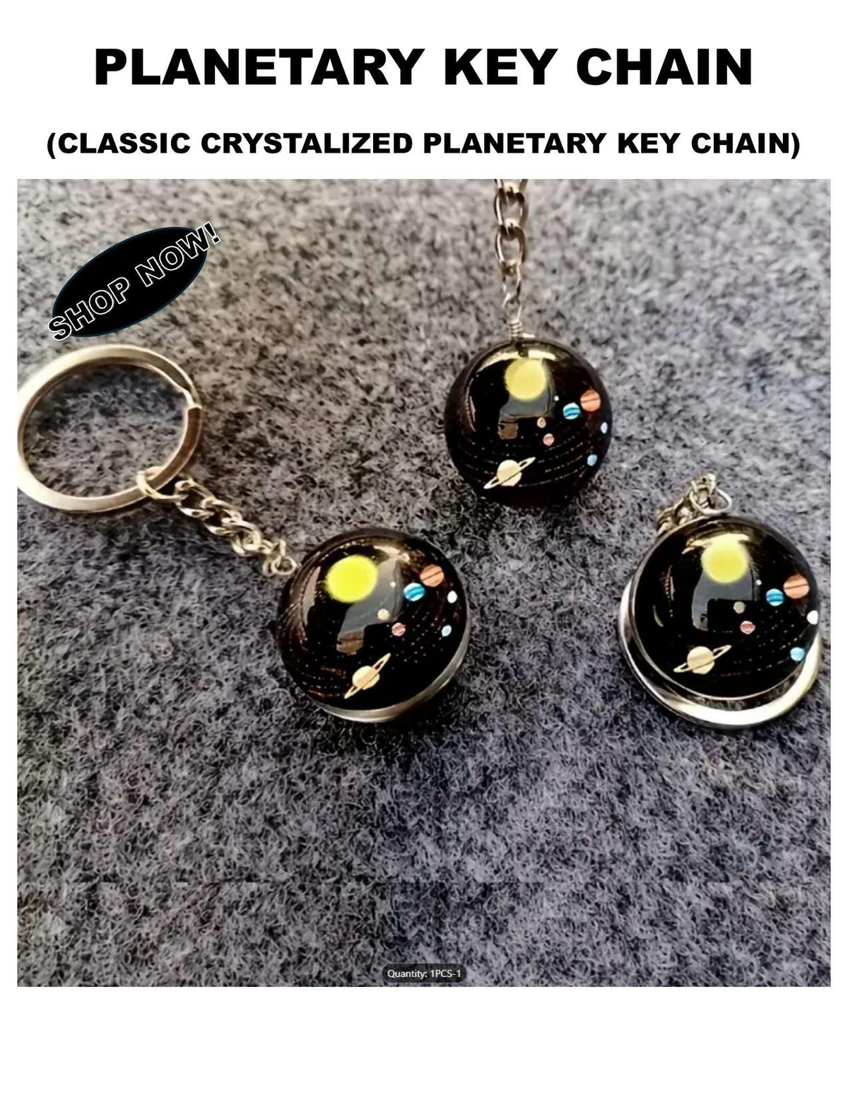 Planetary Key Ring: Solar System Glass Design - Astronomy Gift