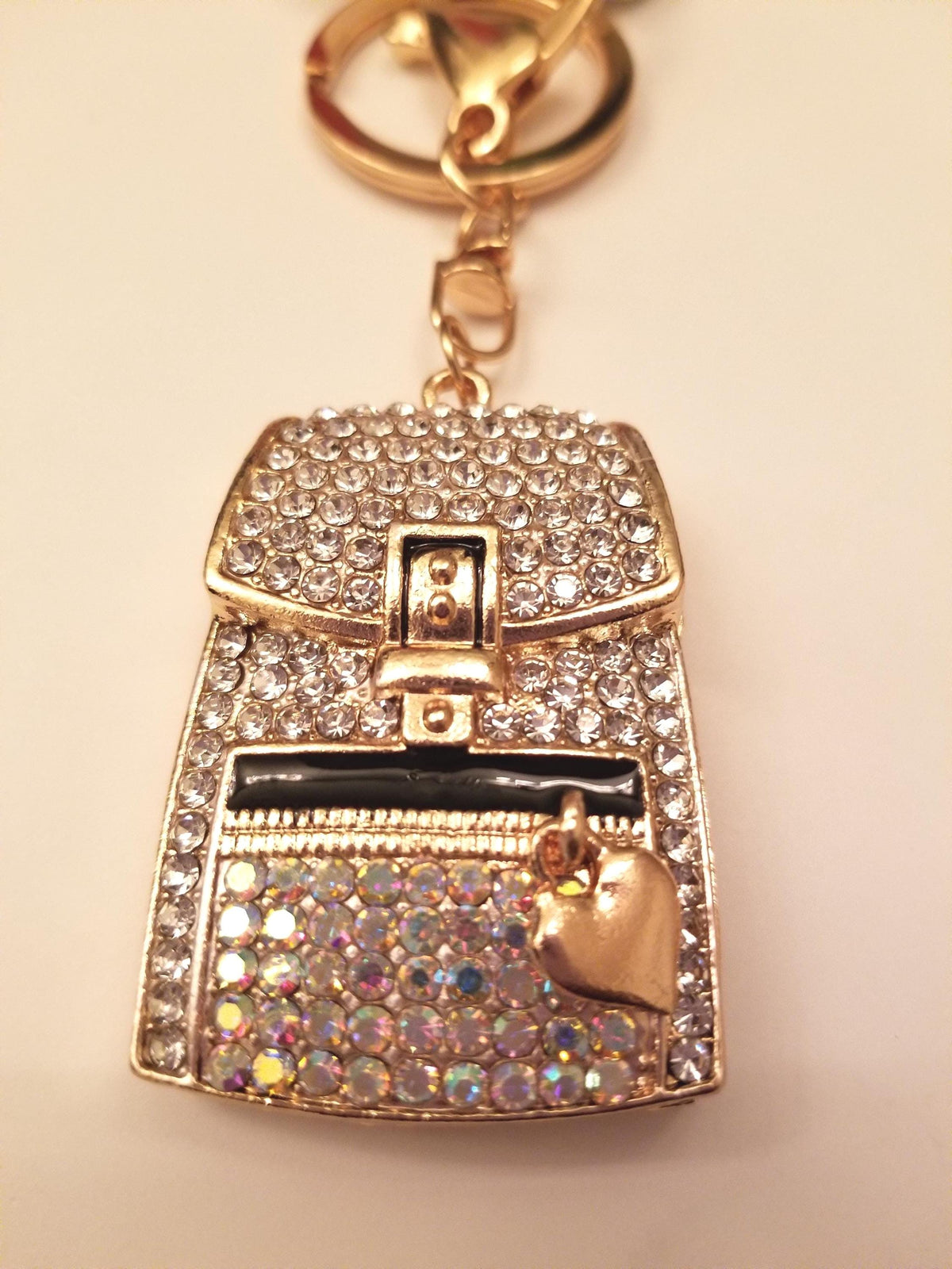 Crystal Heart Lock Keychain: Vintage Style Bling Bag Charm