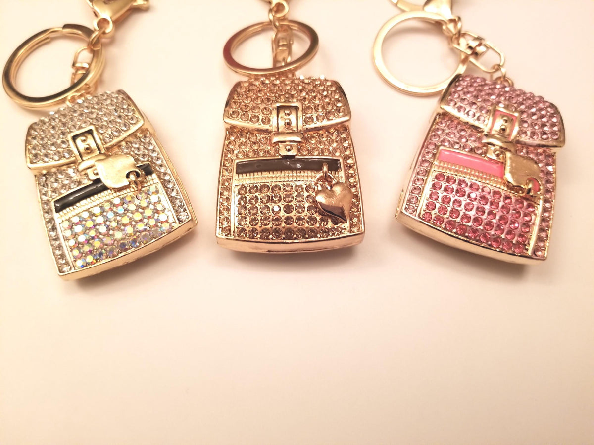 Crystal Heart Lock Keychain: Vintage Style Bling Bag Charm