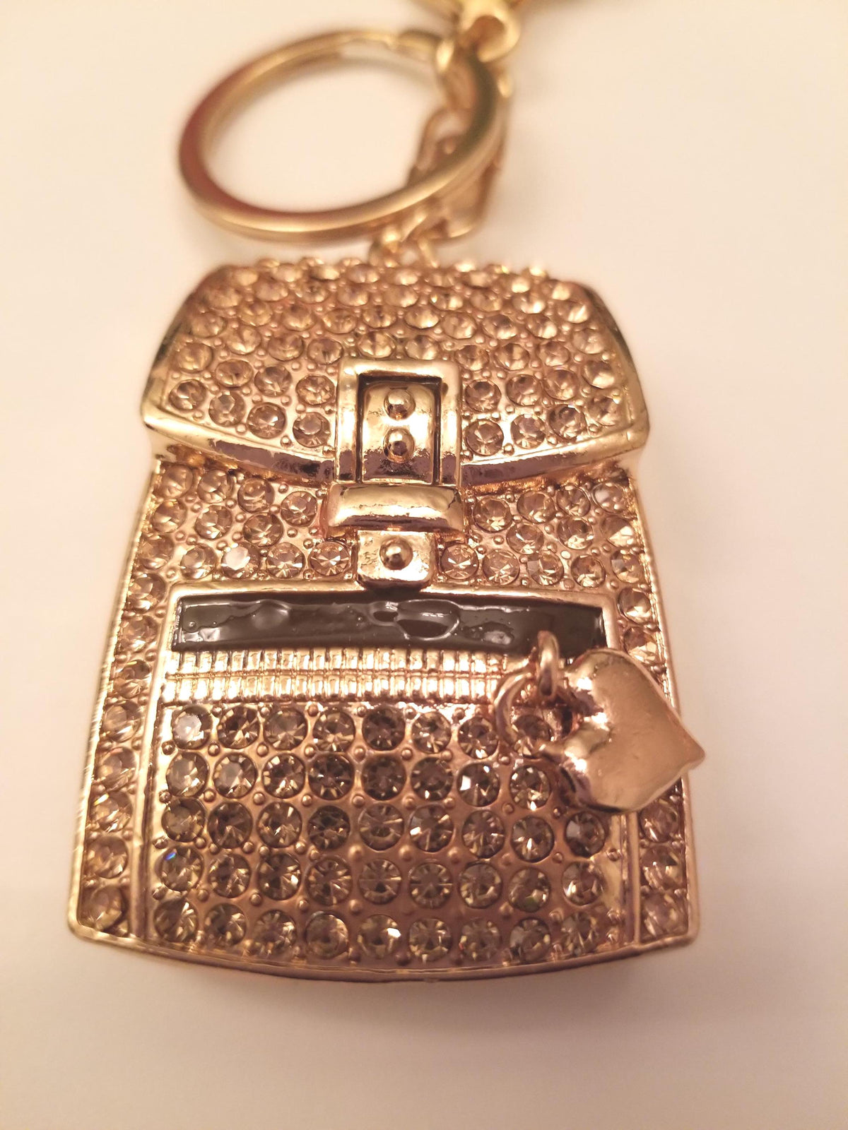 Crystal Heart Lock Keychain: Vintage Style Bling Bag Charm