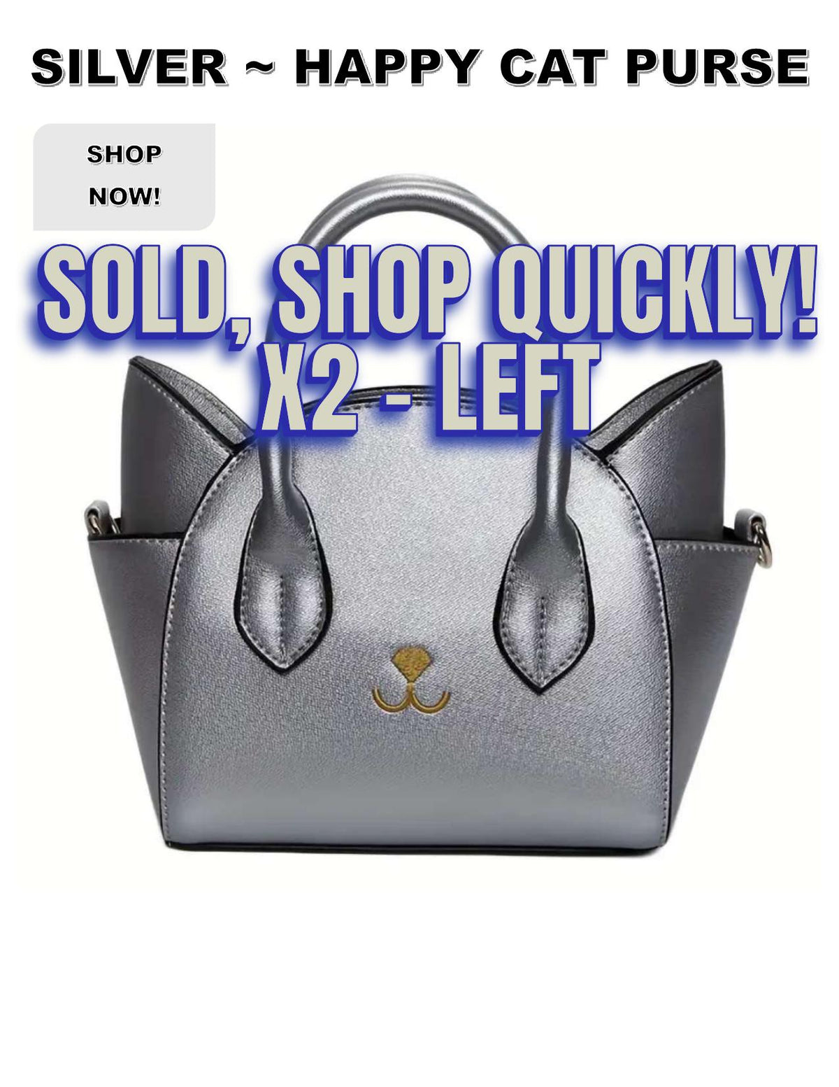 Cat Face Special Houndstooth Crossbody Bag: Silver Handle Nylon Purse