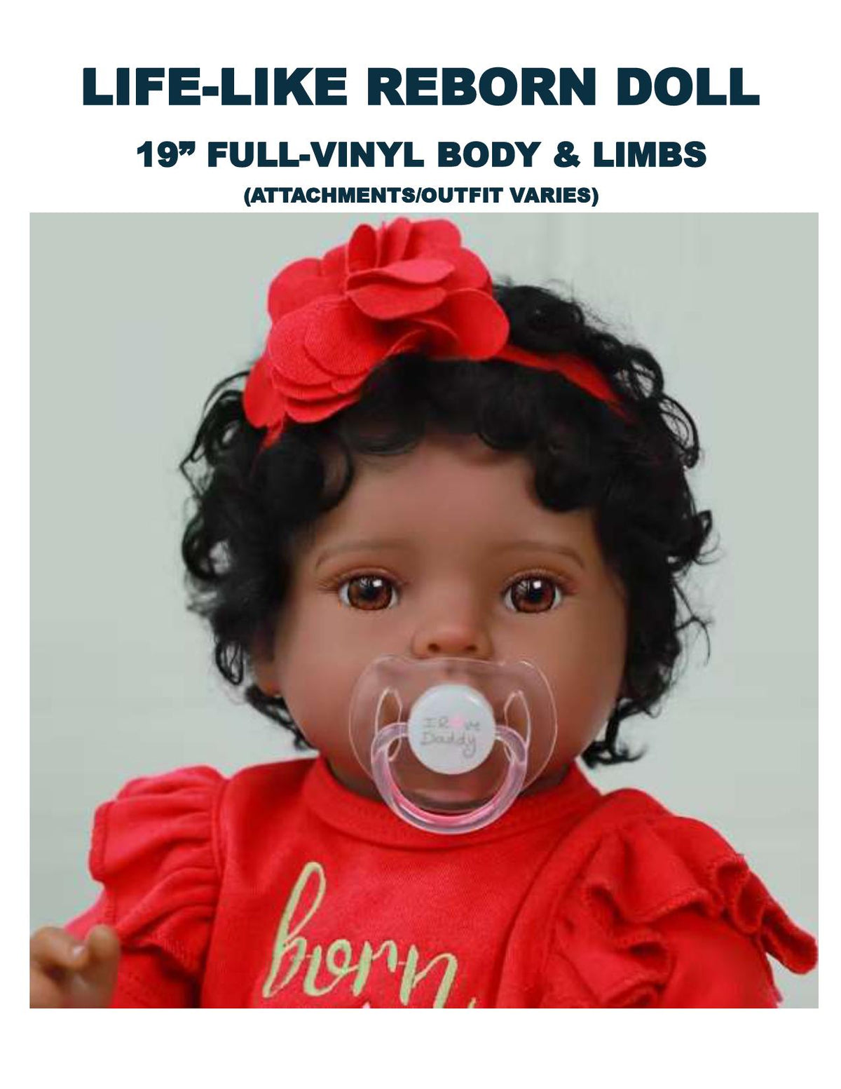 Lifelike African American Reborn Baby Girl Doll - 20 Inch and Free Backpack